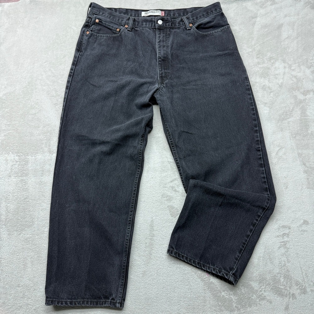 Vintage Levi's 550 Relaxed Fit Jeans Men 42x30 Black Faded Denim Tapered Leg Y2K
